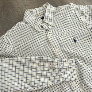 Ralph Lauren Yellow Navy Check Button Down Shirt Mens Medium